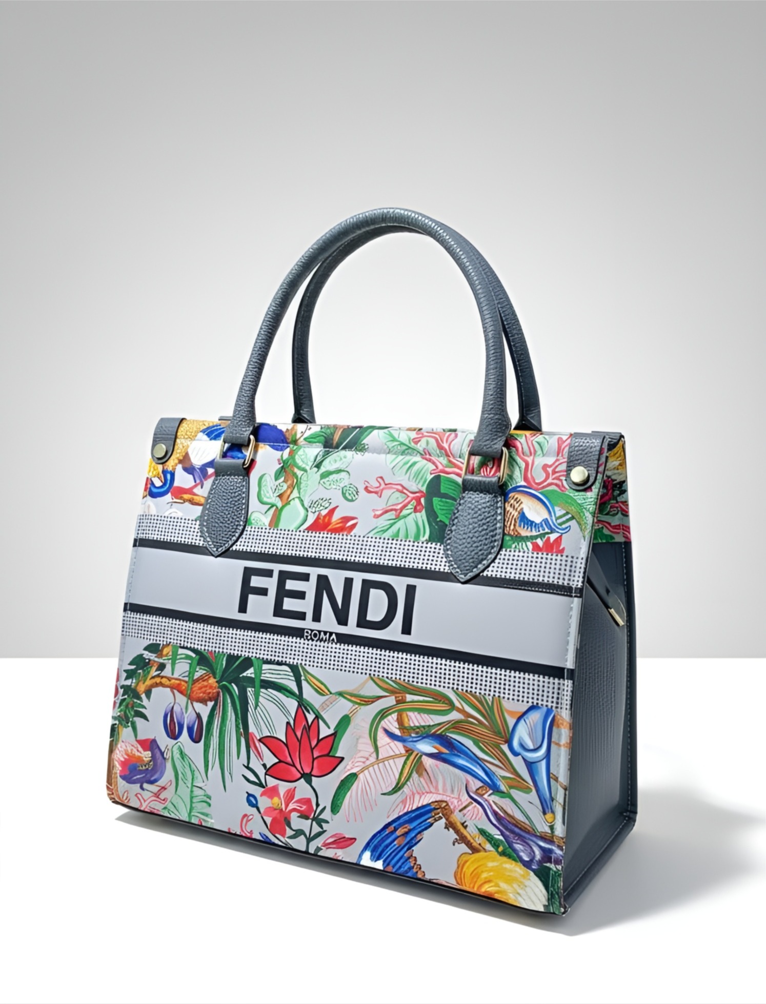 fendi floral canvas bag